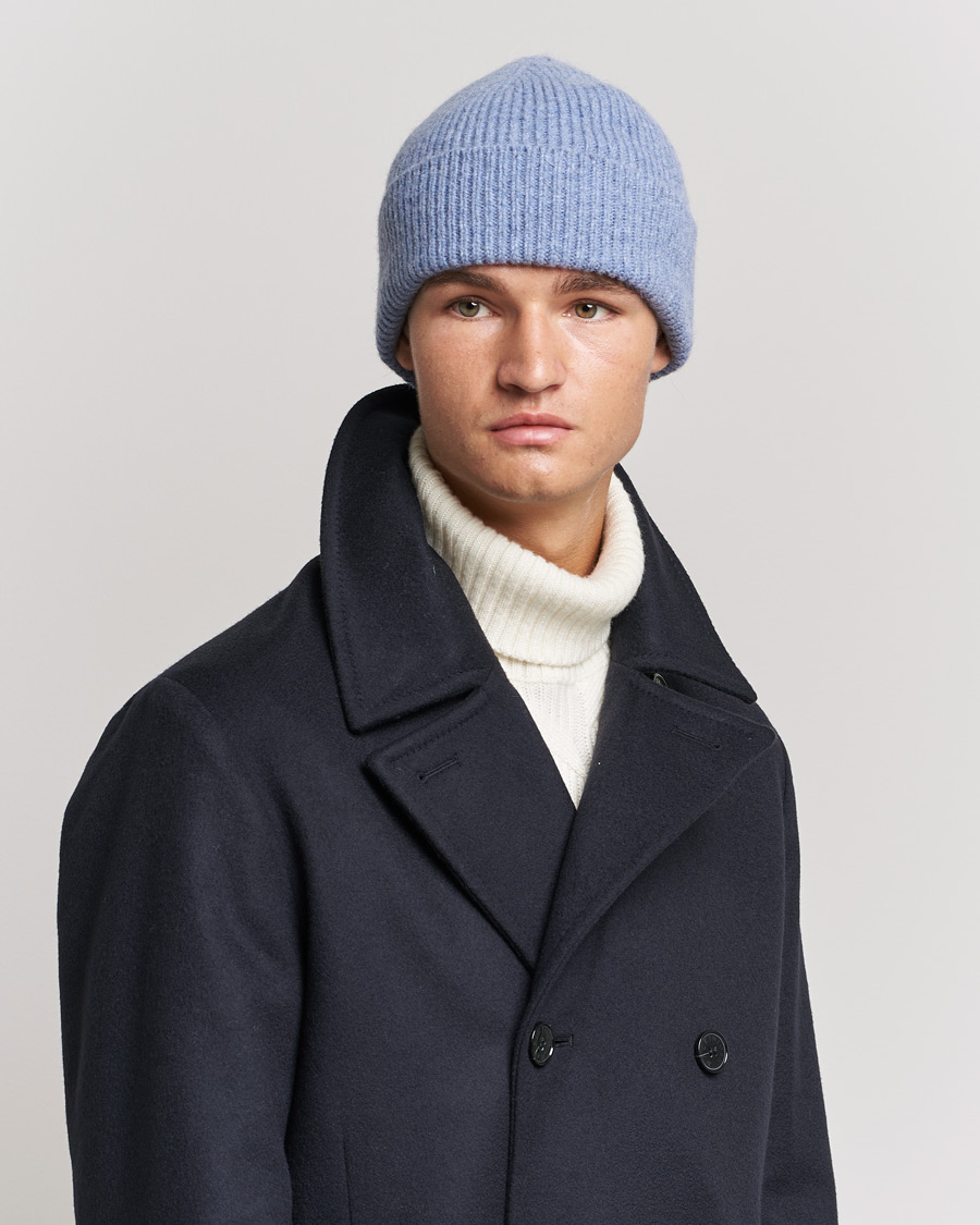 Mies | Pipot | Le Bonnet | Lambswool/Caregora Beanie Washed Denim