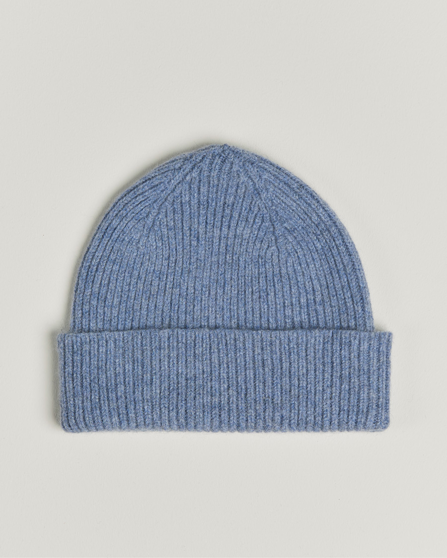 Mies | Pipot | Le Bonnet | Lambswool/Caregora Beanie Washed Denim