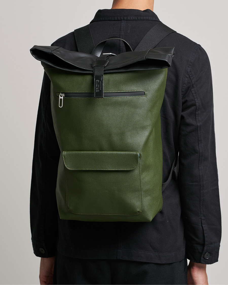 Mies |  | Brooks England | Rivington Cotton Canvas 18L Rolltop Backpack Forest