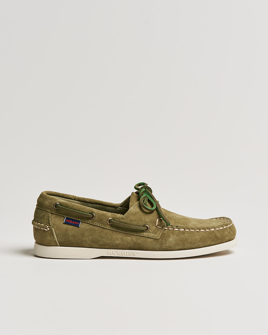 Mies | Sebago Docksides Suede Boat Shoe Green Military | Sebago | Docksides Suede Boat Shoe Green Military