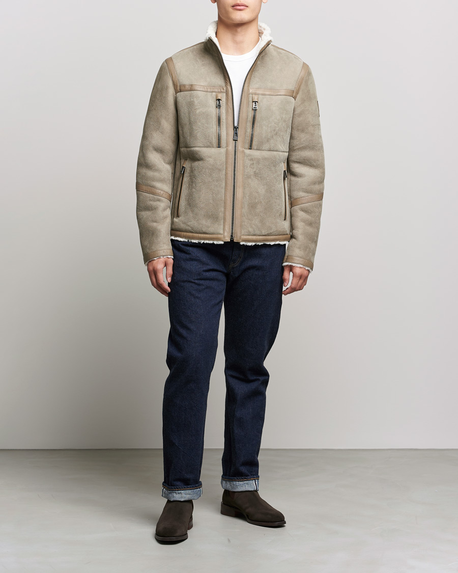 Mies | Takit | Belstaff | Tundra Shearling Leather Jacket Dark Sand