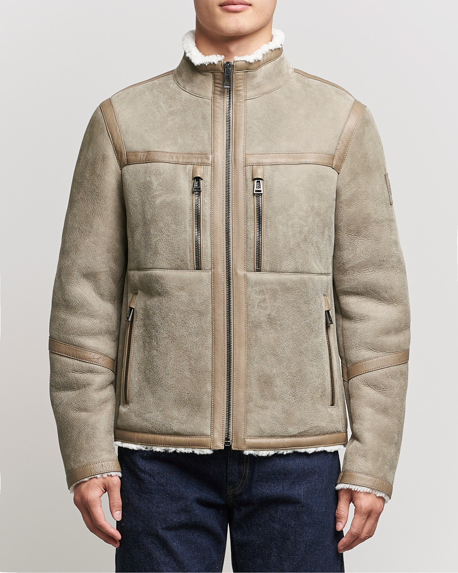 Mies | Takit | Belstaff | Tundra Shearling Leather Jacket Dark Sand