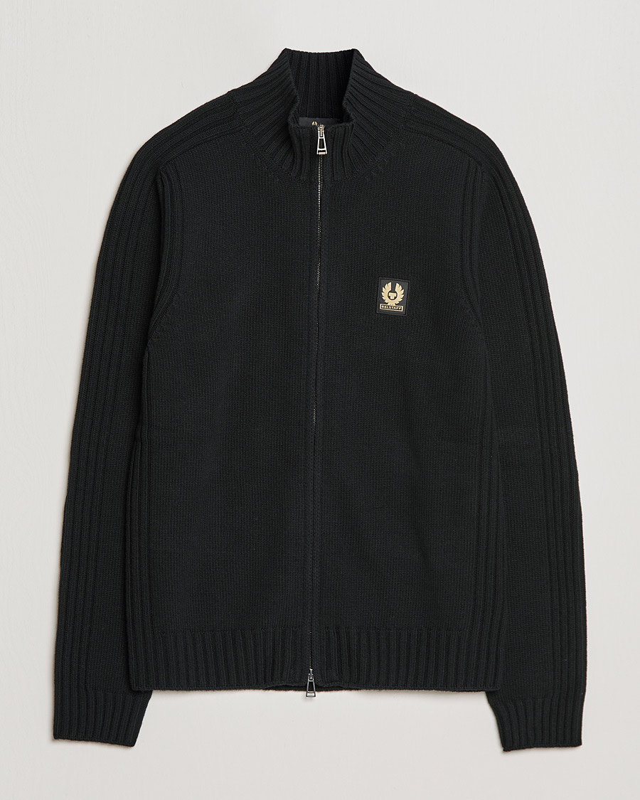 Mies | Puserot | Belstaff | Watch Full Zip Wool Cardigan Black