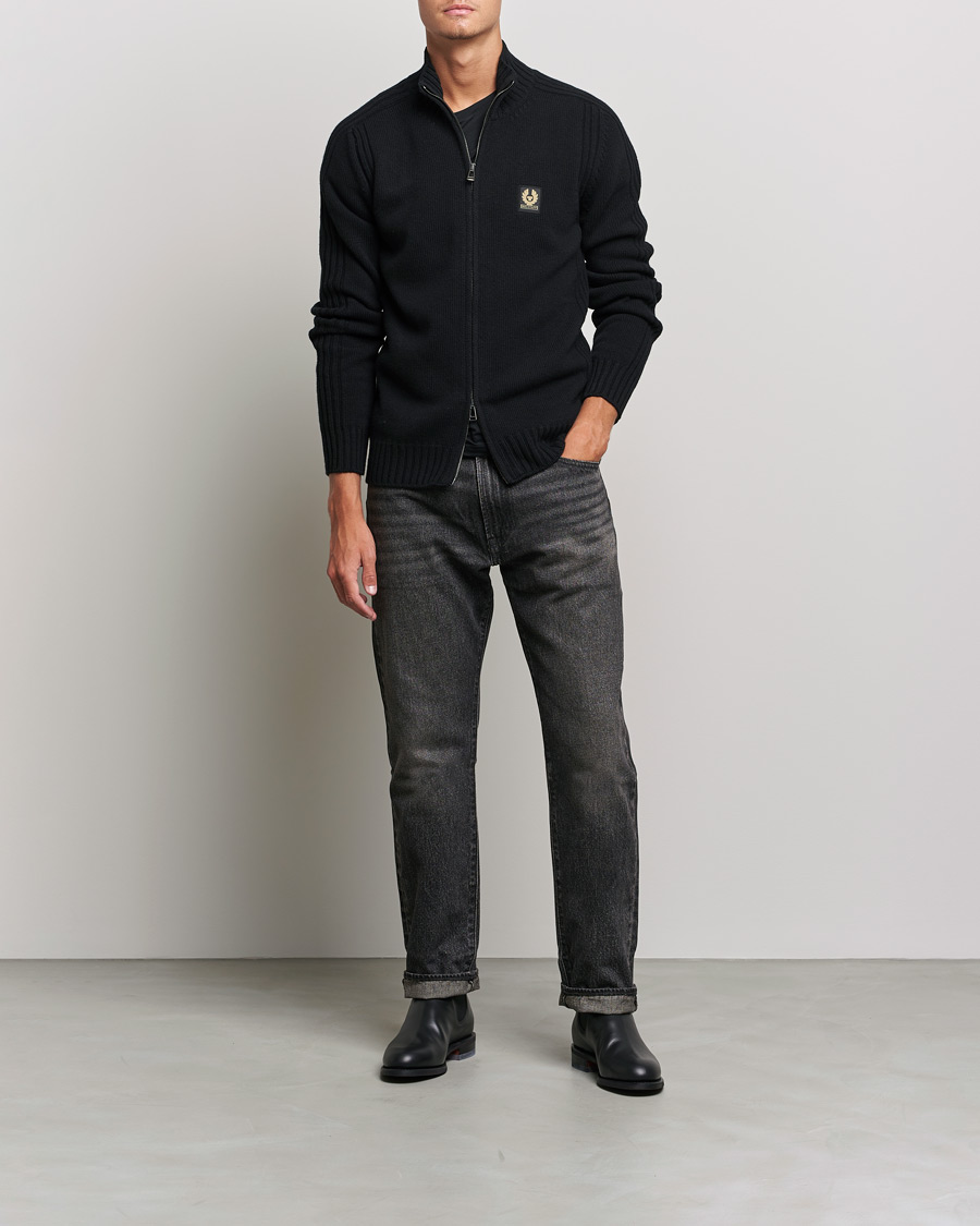 Mies | Puserot | Belstaff | Watch Full Zip Wool Cardigan Black