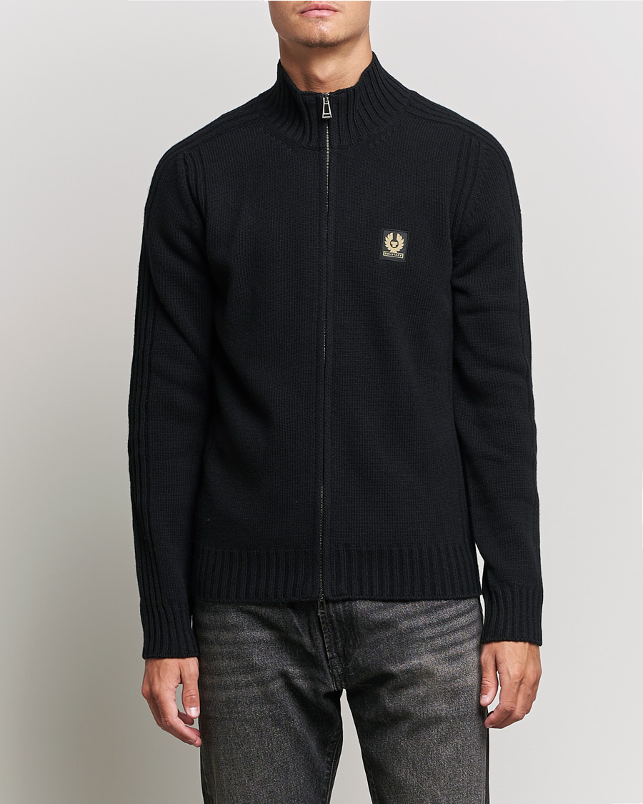Mies | Puserot | Belstaff | Watch Full Zip Wool Cardigan Black