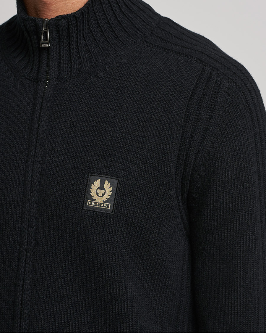 Mies | Puserot | Belstaff | Watch Full Zip Wool Cardigan Black