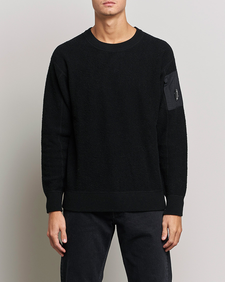 Mies | Neuleet | C.P. Company | Structured Lambswool Lens Roundneck Black