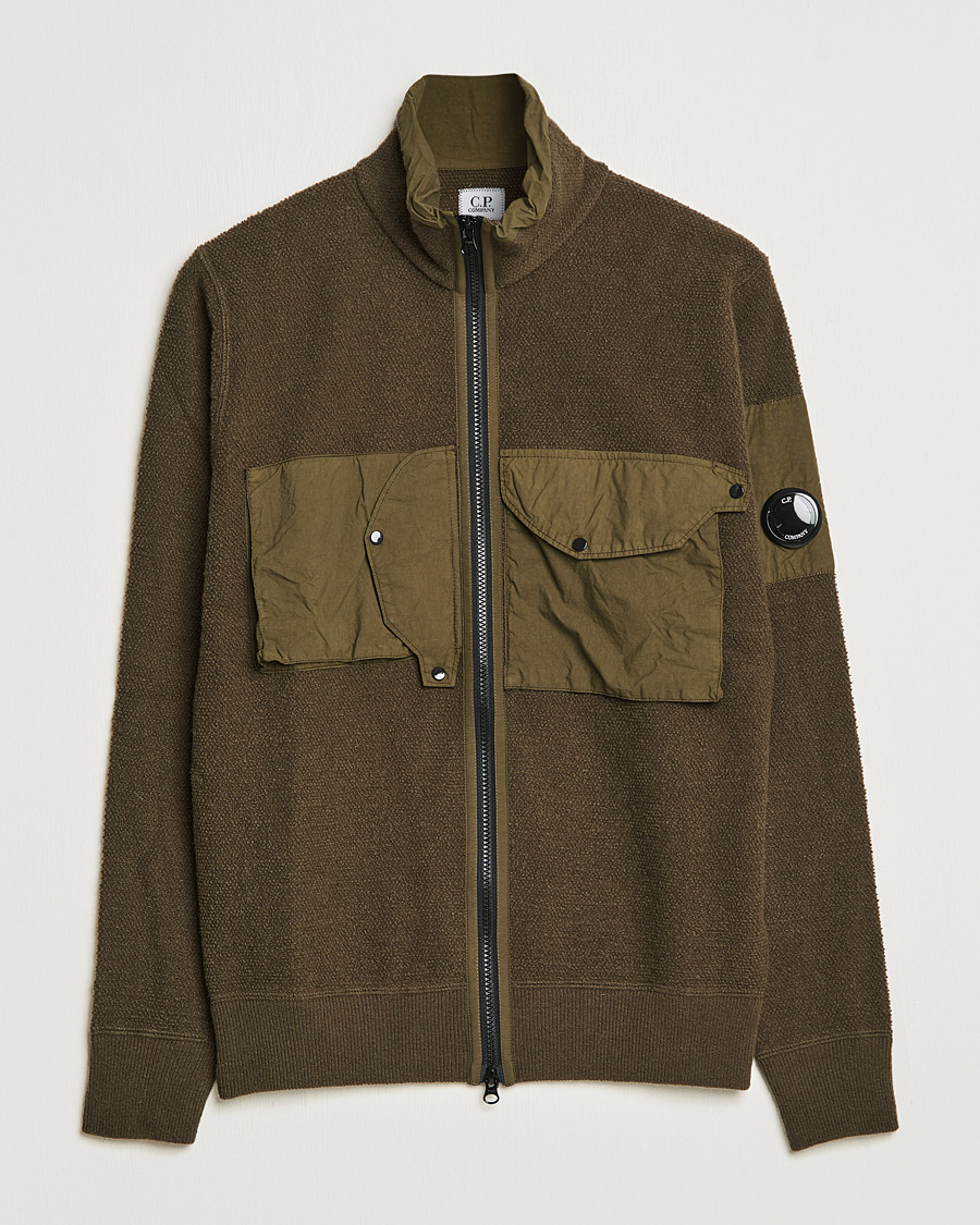 Mies | Puserot | C.P. Company | Lambswool Pocket Full Zip Sweat Green
