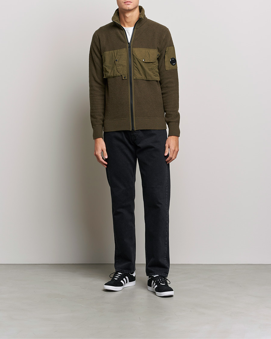 Mies | Puserot | C.P. Company | Lambswool Pocket Full Zip Sweat Green