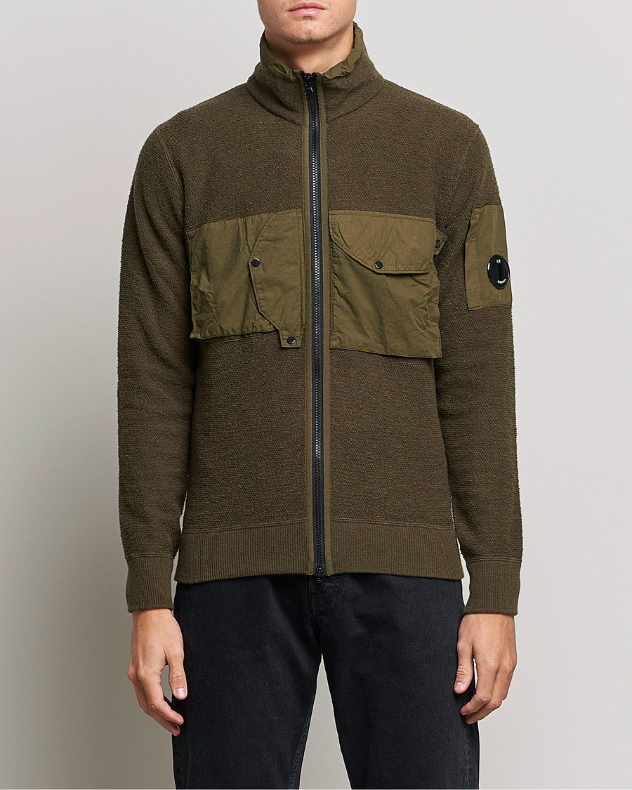 Mies | Puserot | C.P. Company | Lambswool Pocket Full Zip Sweat Green