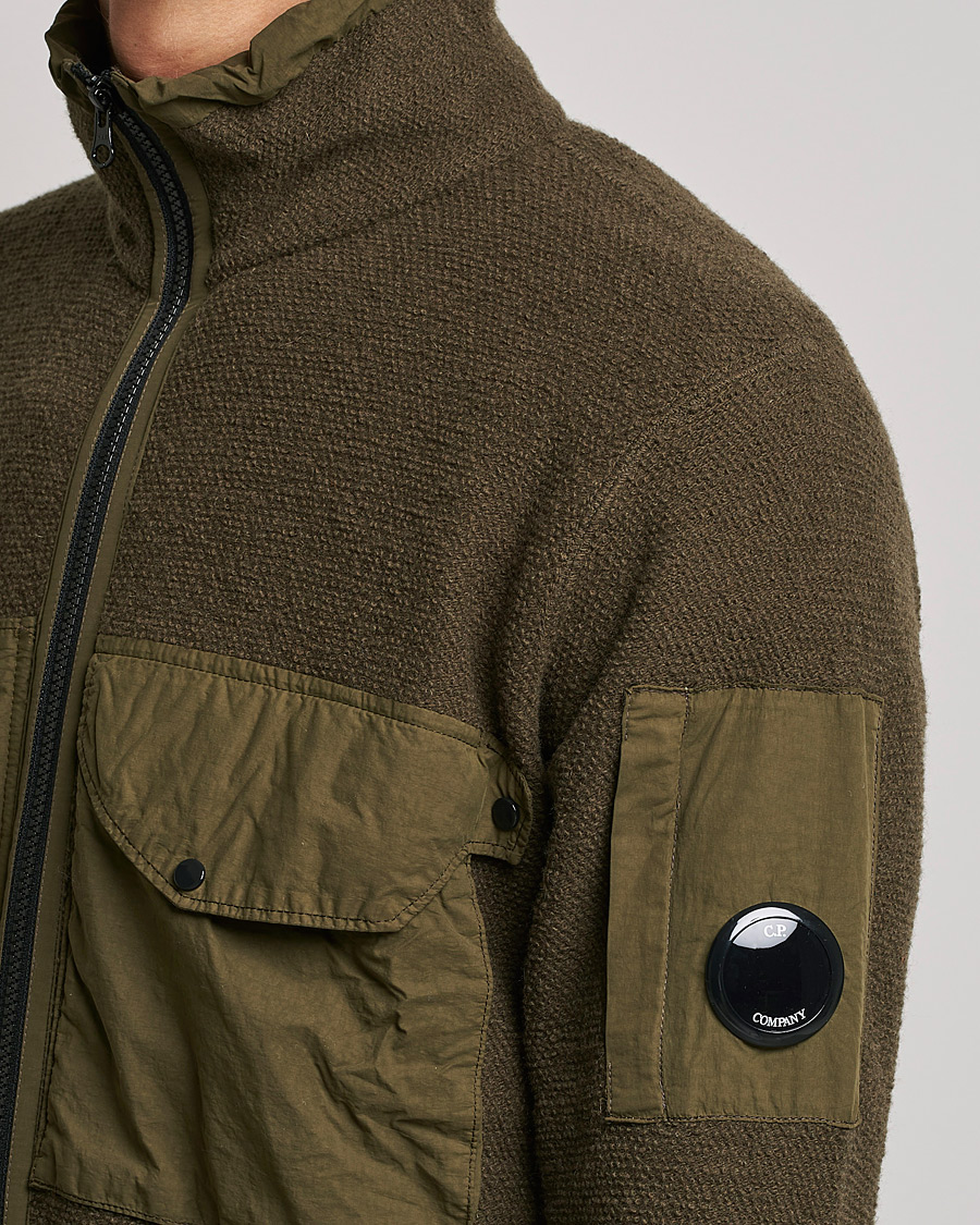 Mies | Puserot | C.P. Company | Lambswool Pocket Full Zip Sweat Green