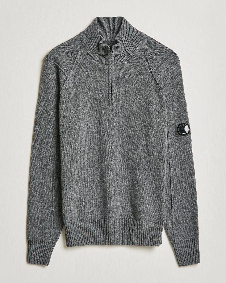 Mies | Puserot | C.P. Company | Lambswool Lens Half Zip Grey Marl