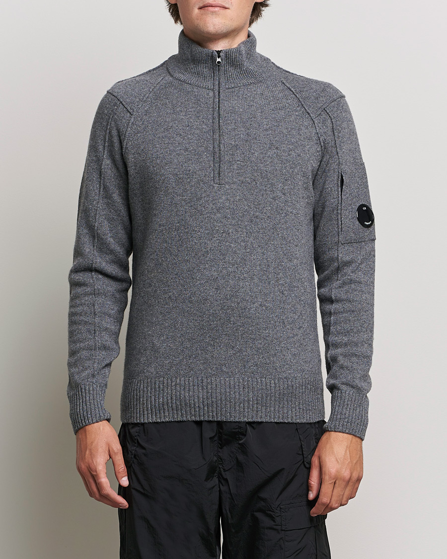 Mies | Puserot | C.P. Company | Lambswool Lens Half Zip Grey Marl