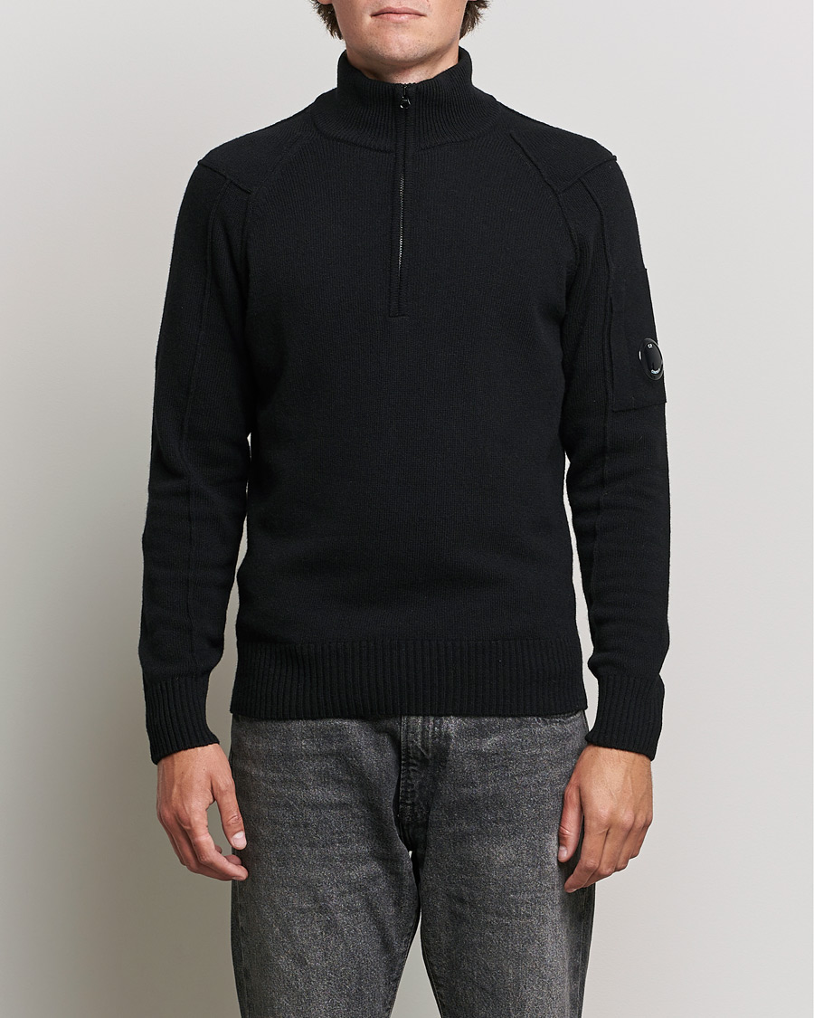 Mies | Puserot | C.P. Company | Lambswool Lens Half Zip Black