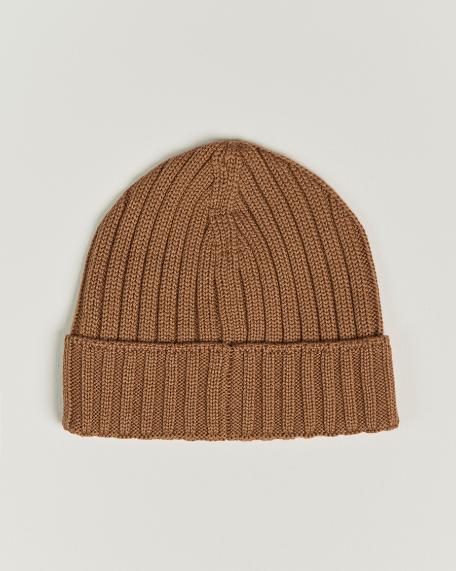 Mies | C.P. Company Knitted Merino Logo Beanie Brown | C.P. Company | Knitted Merino Logo Beanie Brown