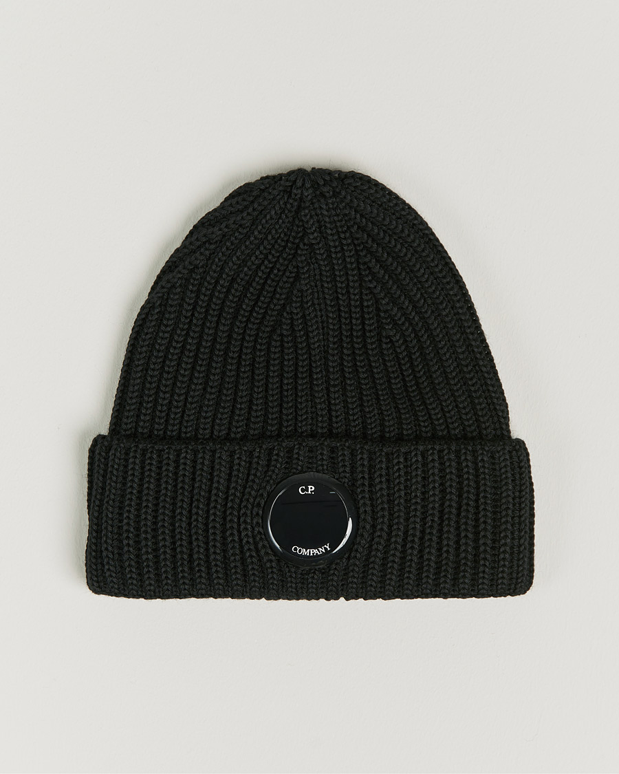 Mies | C.P. Company Knitted Merino Lens Beanie Black | C.P. Company | Knitted Merino Lens Beanie Black