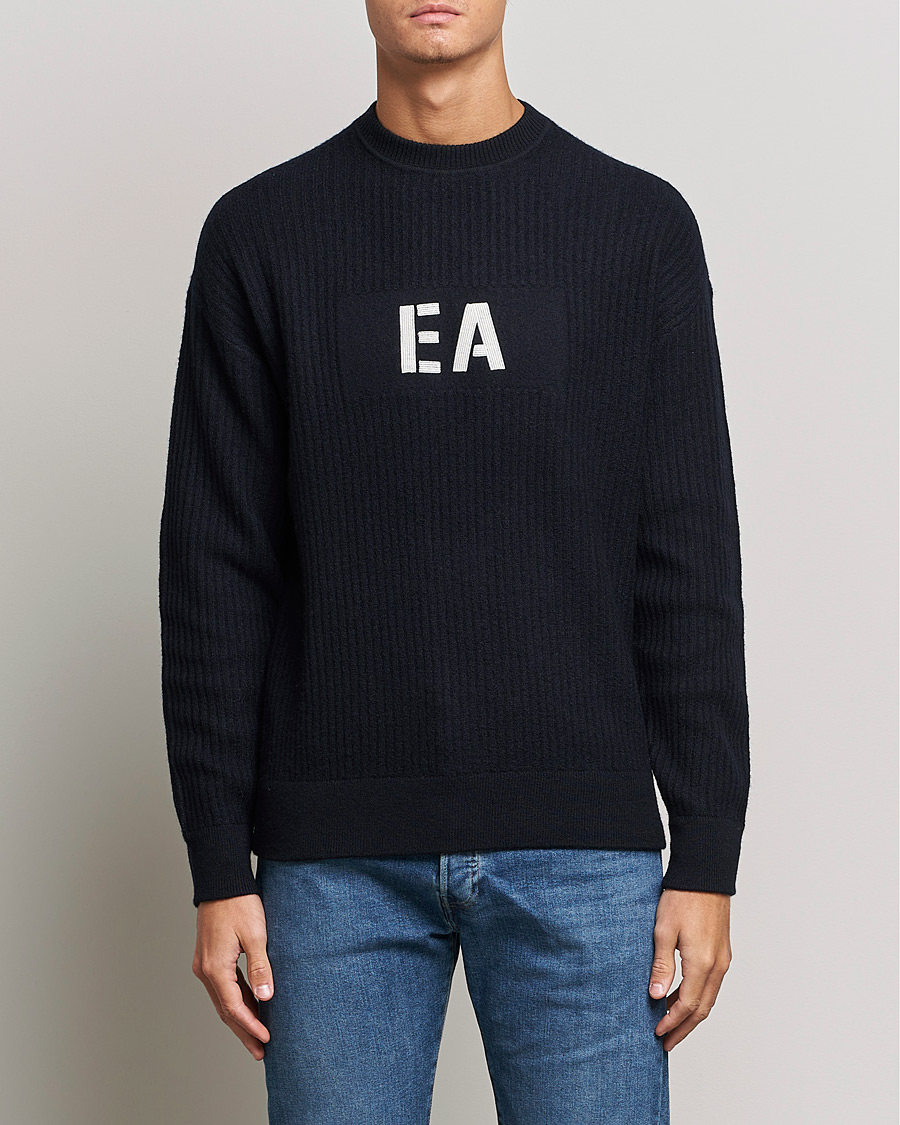 Mies | Puserot | Emporio Armani | Wool Logo Sweater Navy