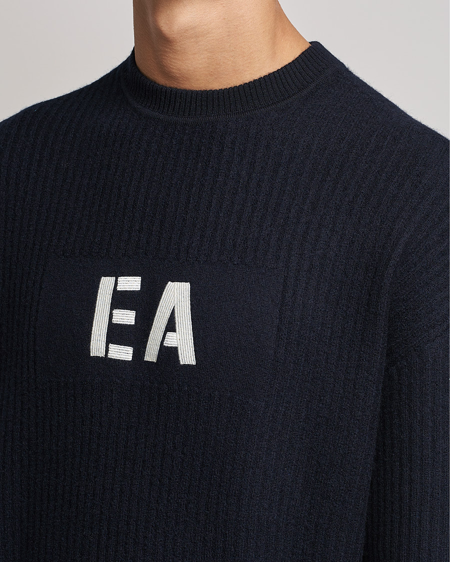 Mies | Puserot | Emporio Armani | Wool Logo Sweater Navy