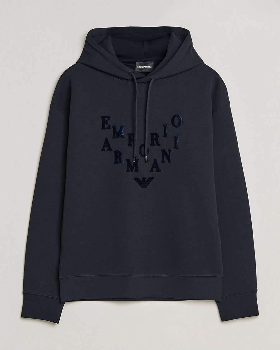 Mies | Puserot | Emporio Armani | Printed Hoodie Navy