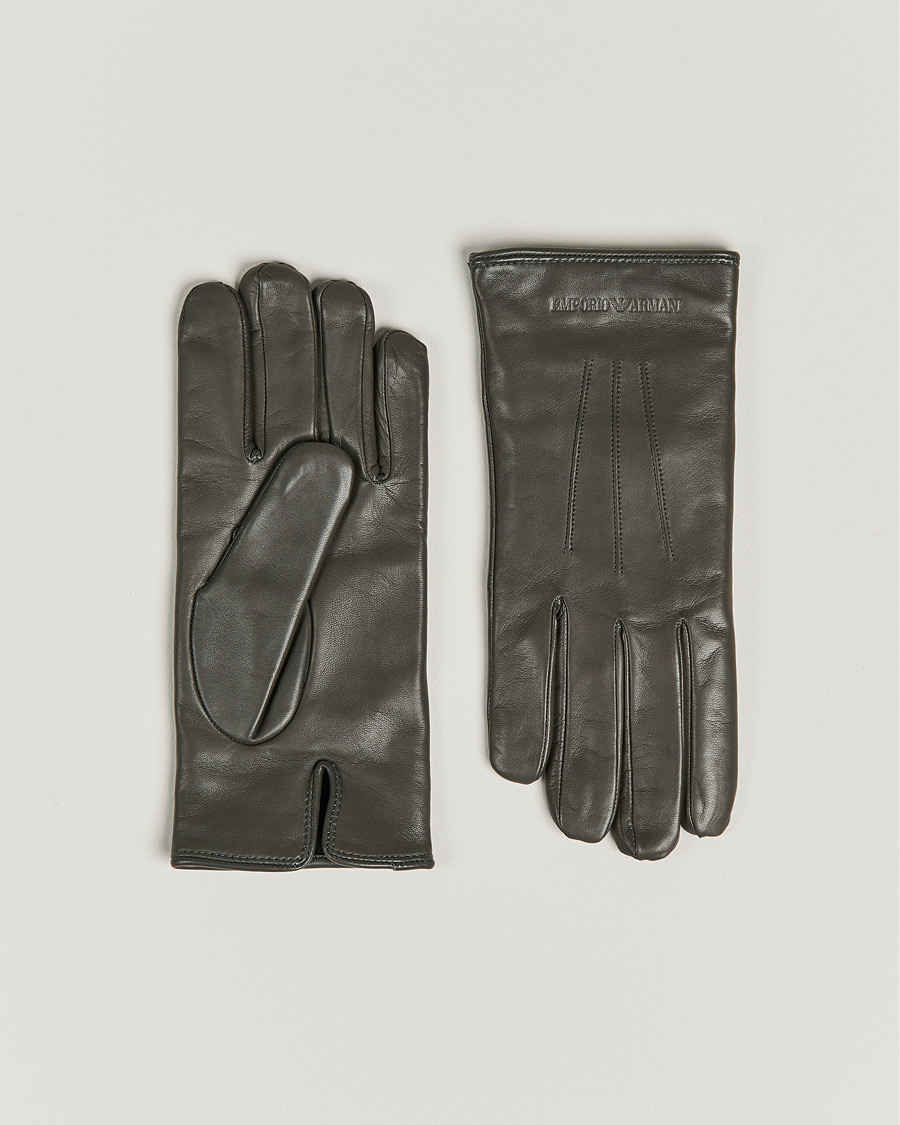 Mies | Emporio Armani Leather Gloves Grey | Emporio Armani | Leather Gloves Grey