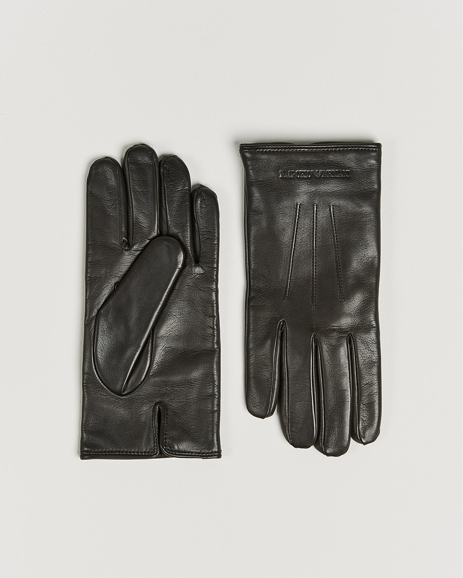 Mies | Emporio Armani Leather Gloves Dark Brown | Emporio Armani | Leather Gloves Dark Brown