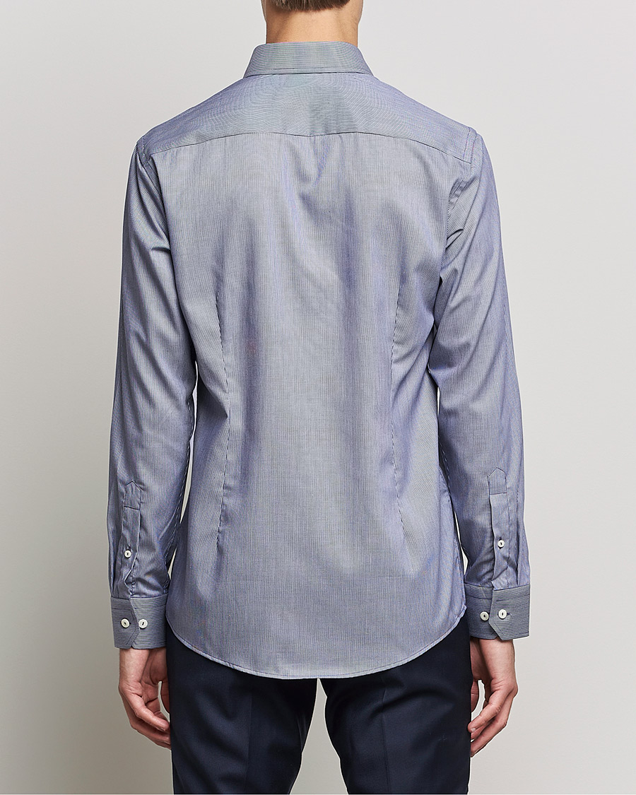 Mies | Kauluspaidat | Eton | Striped Fine Twill Slim Shirt Navy Blue