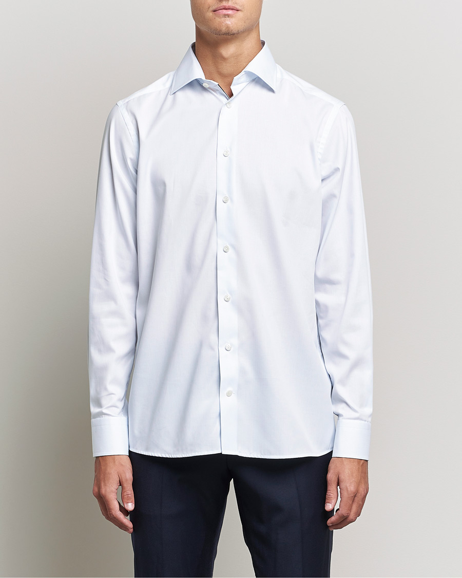 Mies | Kauluspaidat | Eton | Hair line Striped Contemporary Twill Shirt Light Blue