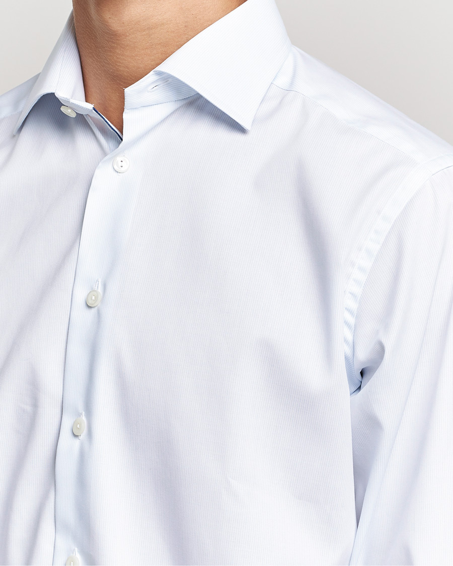 Mies | Kauluspaidat | Eton | Hair line Striped Contemporary Twill Shirt Light Blue