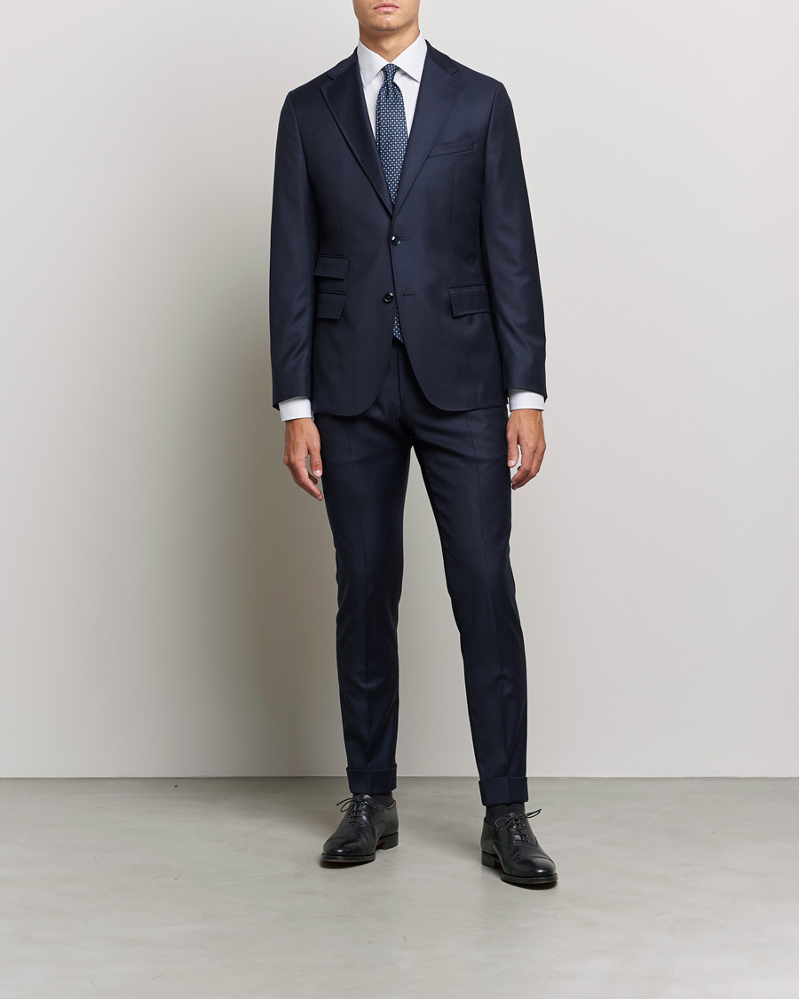 Mies | Kauluspaidat | Eton | Hairline Striped Slim Twill Shirt Navy Blue