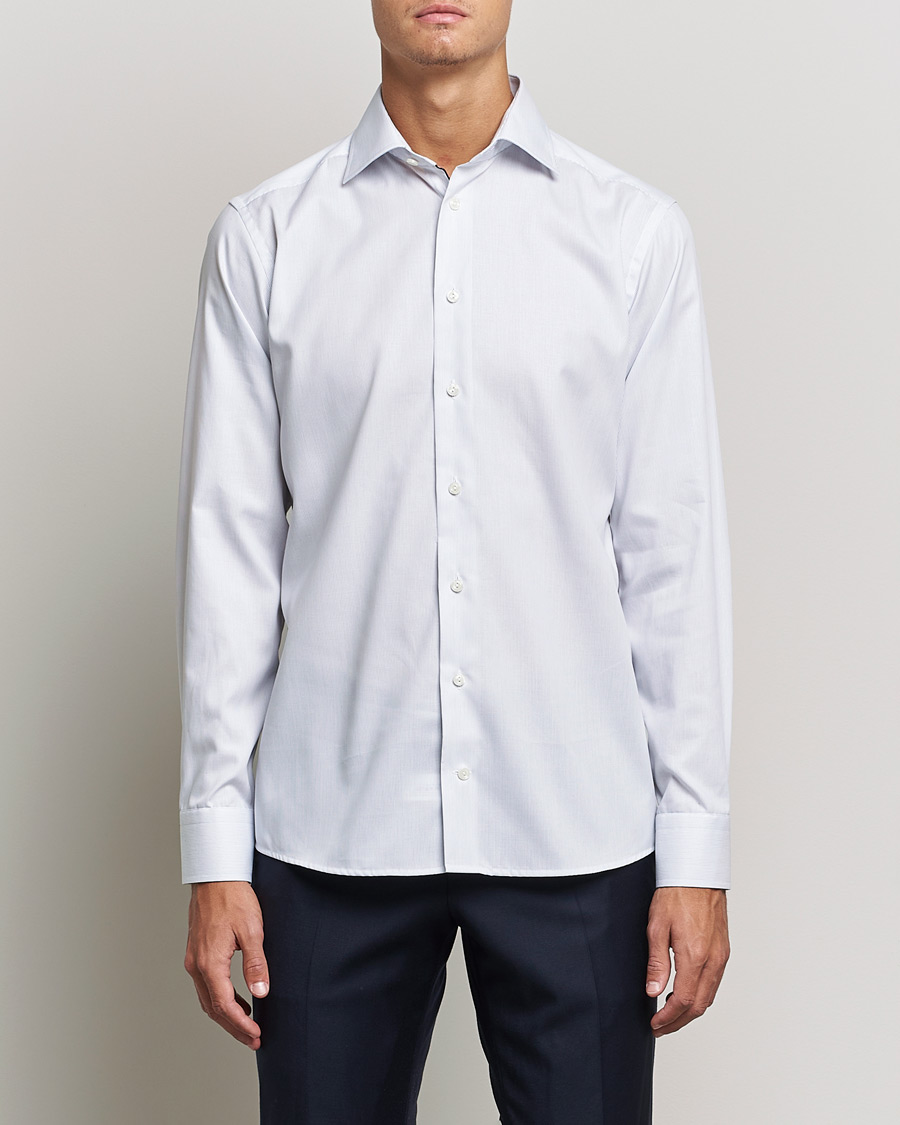 Mies | Kauluspaidat | Eton | Hairline Striped Slim Twill Shirt Navy Blue