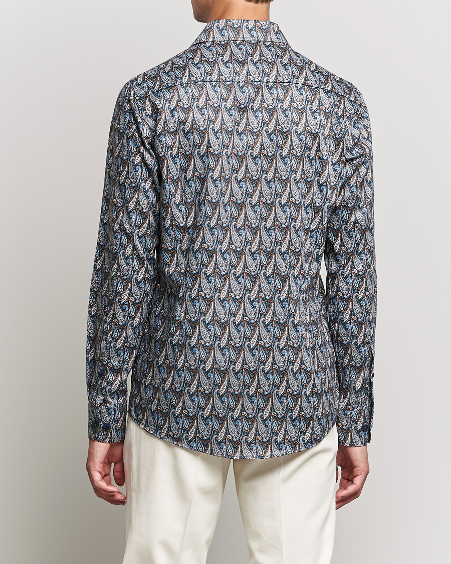 Mies | Kauluspaidat | Eton | Paisley Signature Twill Slim Shirt Navy Blue