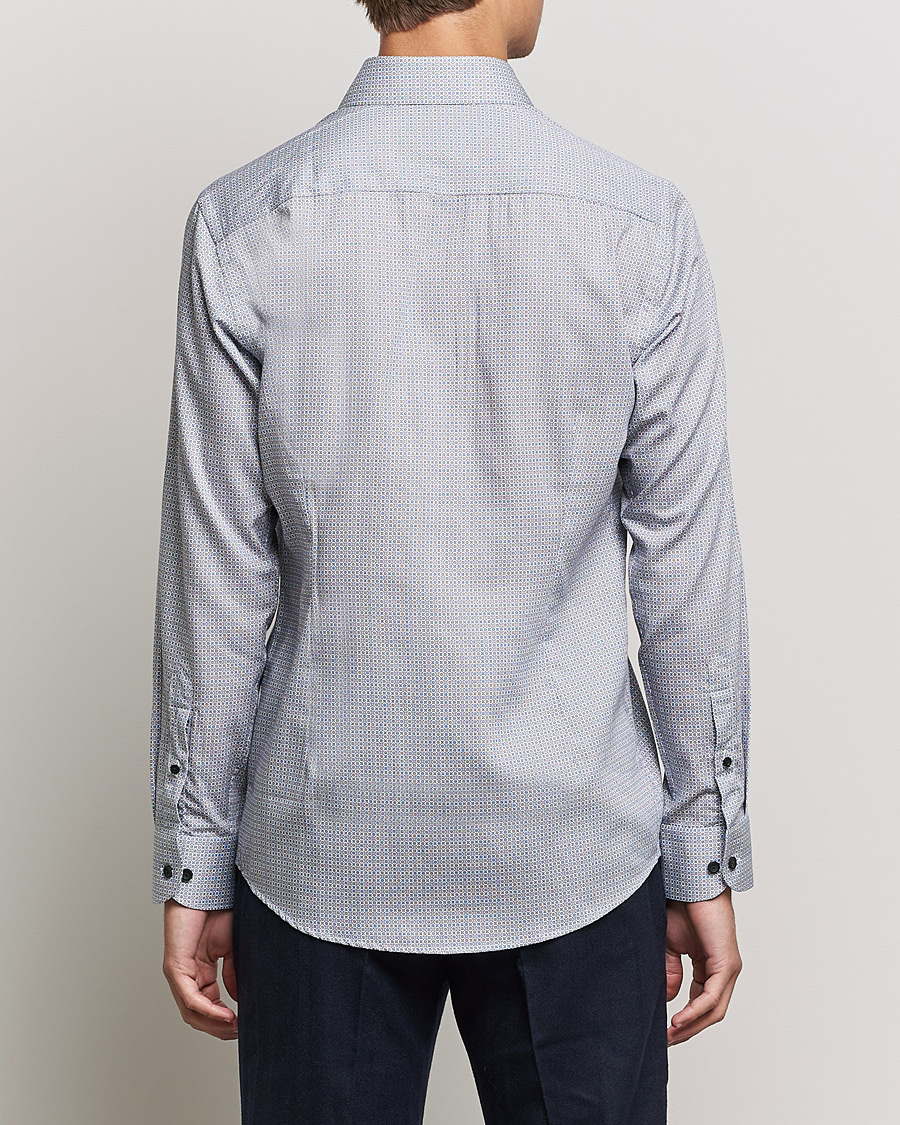 Mies | Kauluspaidat | Eton | Floral Print Cotton Tencel Flannel Shirt Navy