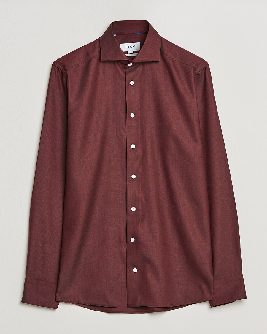 Mies | Kauluspaidat | Eton | Merino Wool Shirt Mid Red