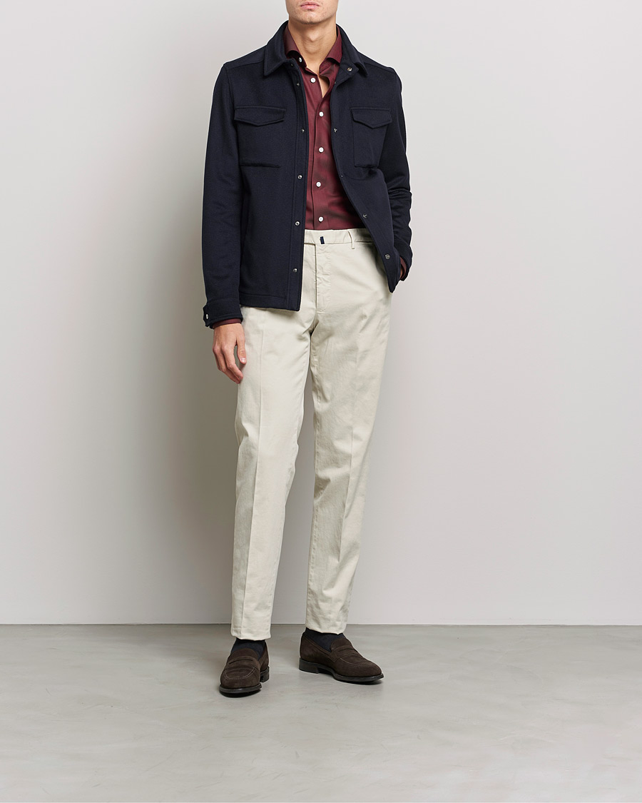 Mies | Kauluspaidat | Eton | Merino Wool Shirt Mid Red