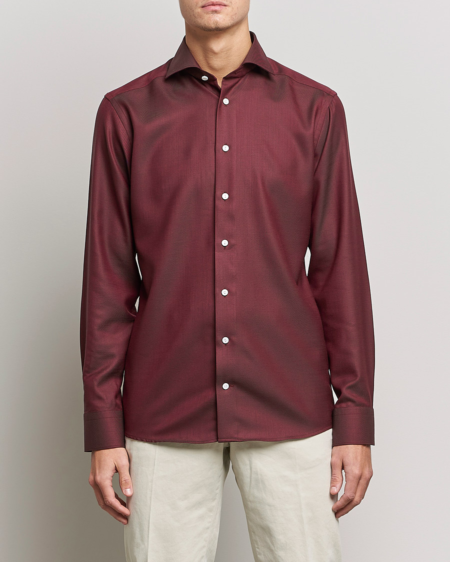 Mies | Kauluspaidat | Eton | Merino Wool Shirt Mid Red