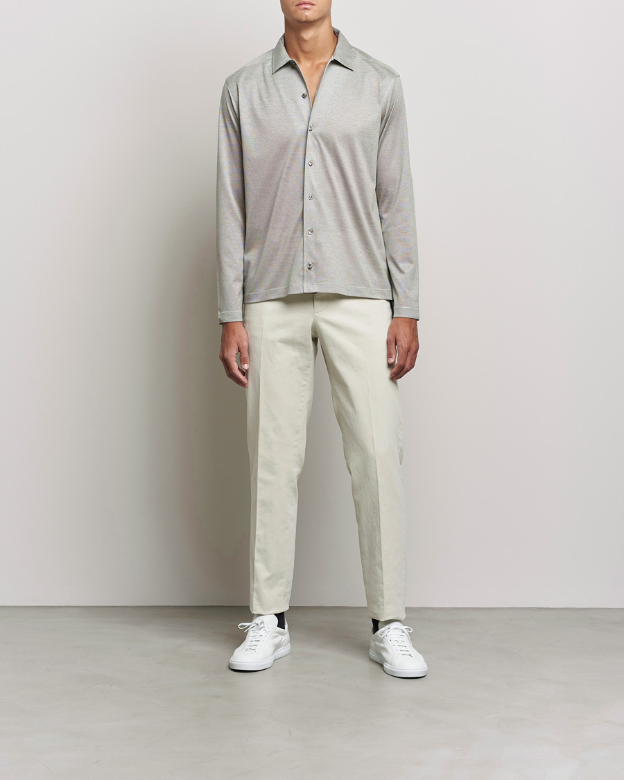 Mies | Pikeet | Eton | Oxford Pique Shirt Light Grey