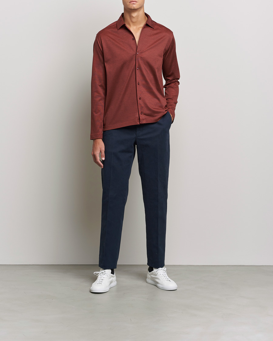 Mies | Eton | Eton | Oxford Pique Shirt Mid Red