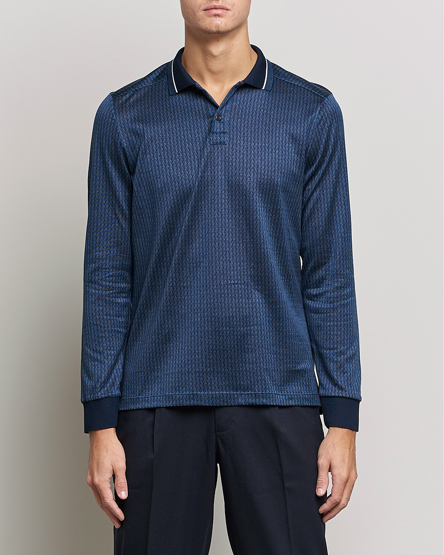 Mies | Pikeet | Eton | Jacuard Polo Shirt Navy
