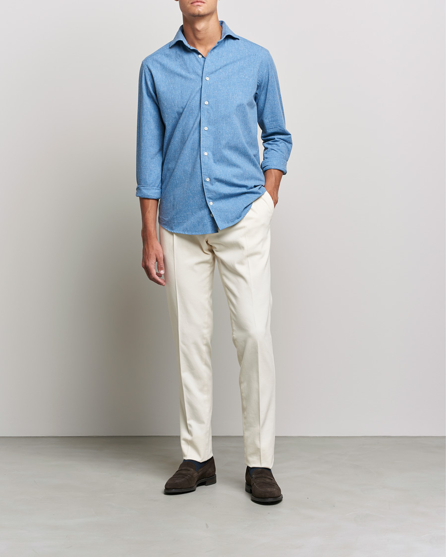 Mies | Business & Beyond | Eton | Recycled Cotton Shirt Blue