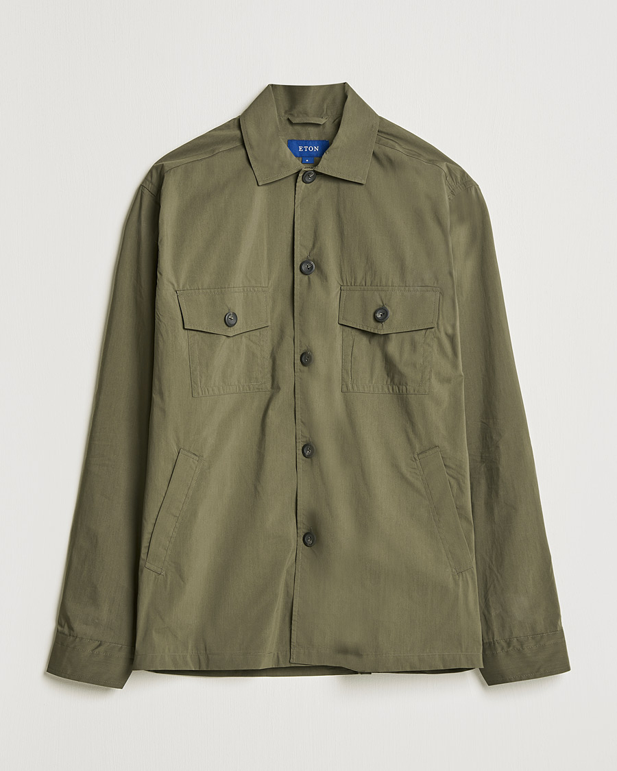 Mies | Kauluspaidat | Eton | Cotton Nylon Overshirt Olive
