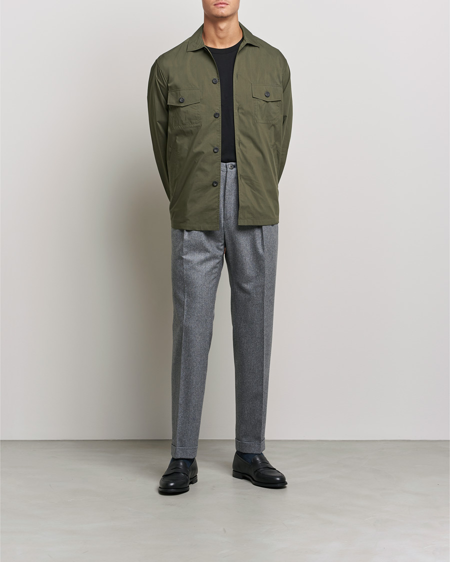 Mies | Kauluspaidat | Eton | Cotton Nylon Overshirt Olive