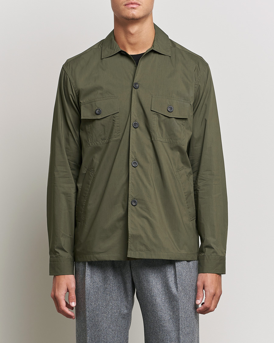 Mies | Kauluspaidat | Eton | Cotton Nylon Overshirt Olive
