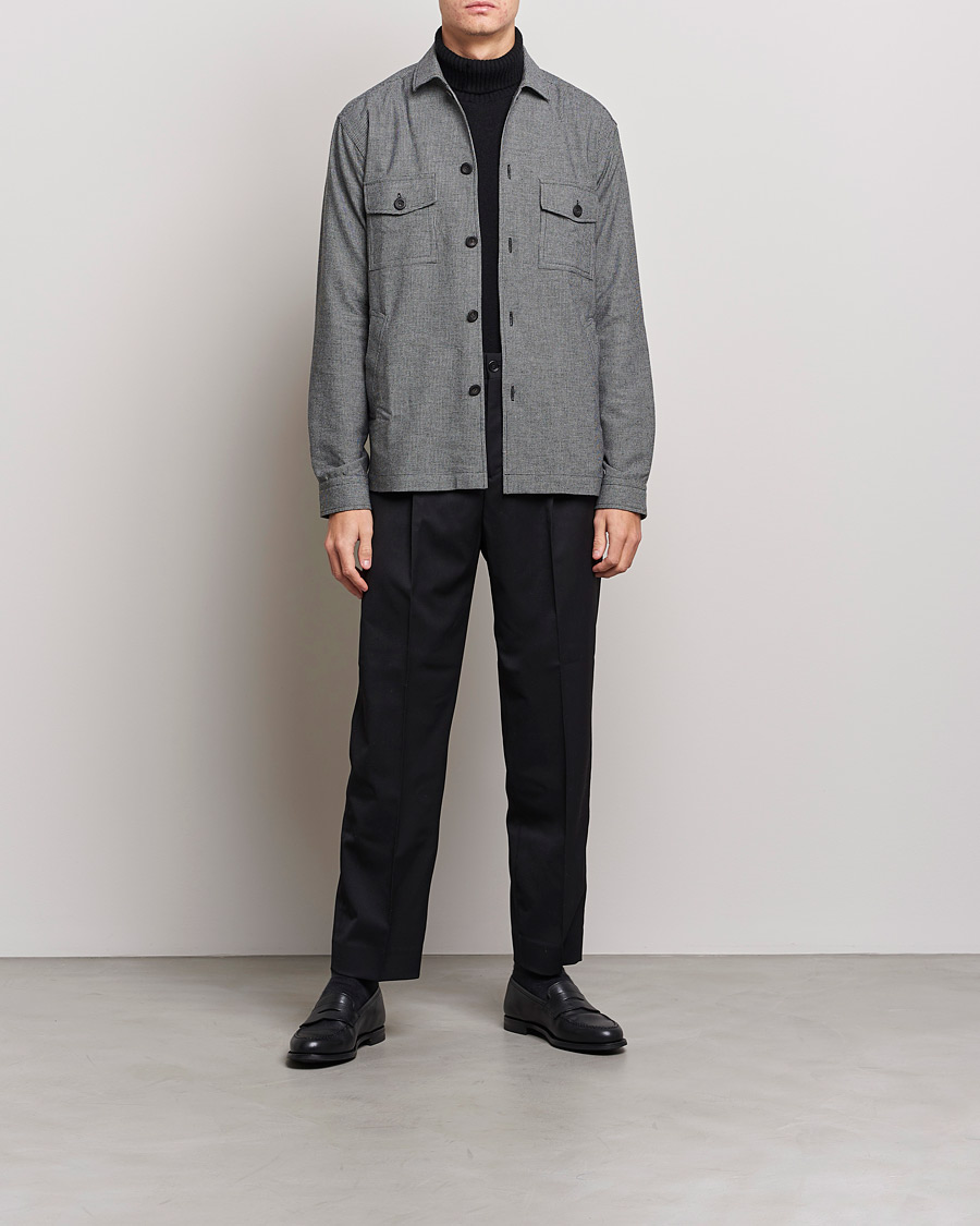 Mies | Paitatakit | Eton | Wool Cashmere Overshirt Black