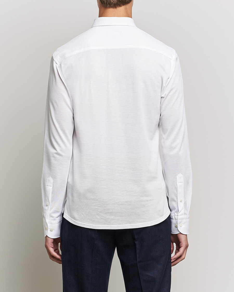 Mies | Puserot | Eton | Slim Fit Cotton Piqué Popover Shirt White