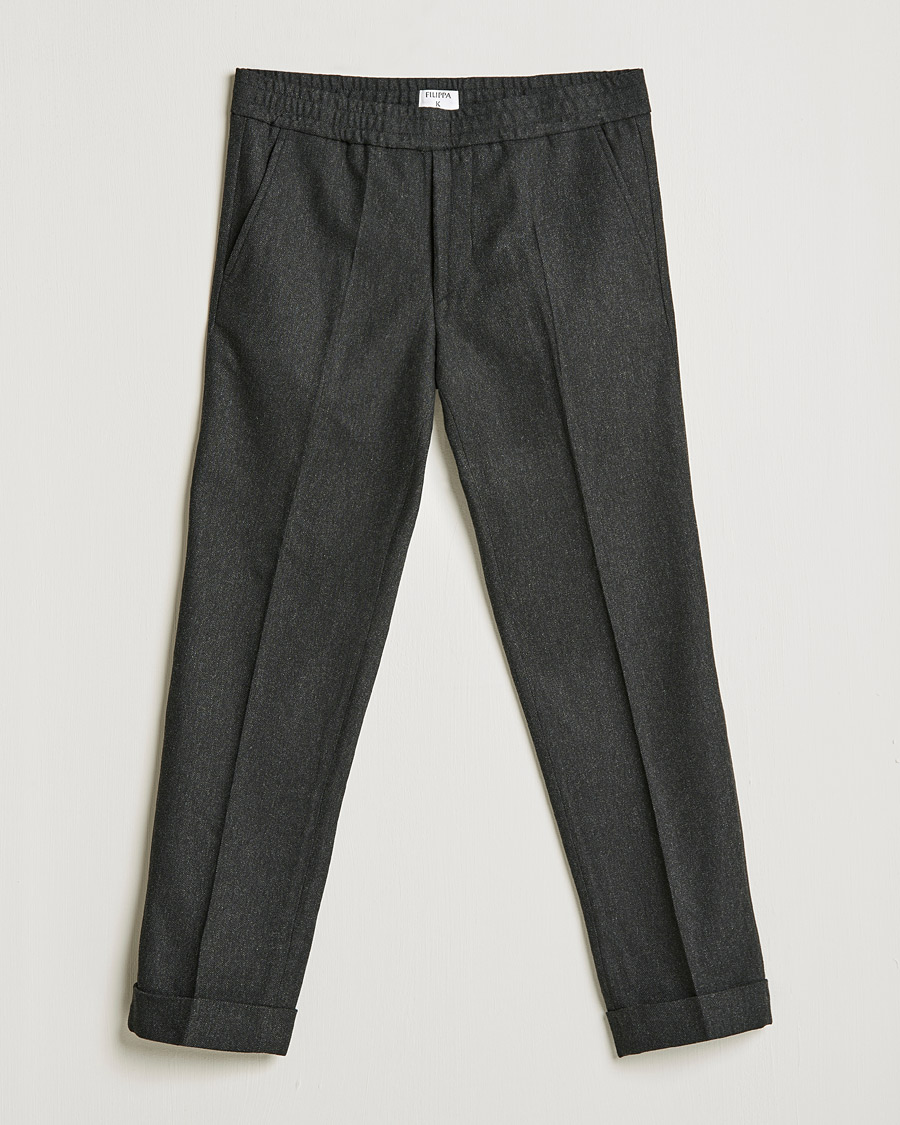 Mies | Housut | Filippa K | Terry Flannel Trousers Dark Grey Mel
