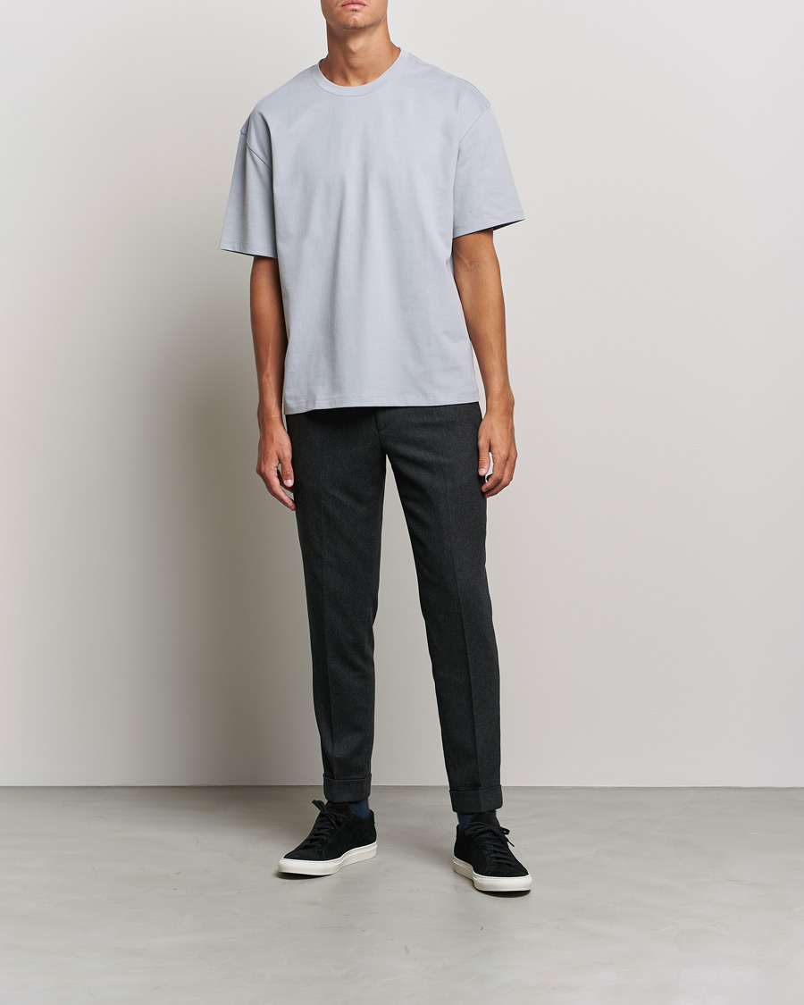 Mies | Housut | Filippa K | Terry Flannel Trousers Dark Grey Mel
