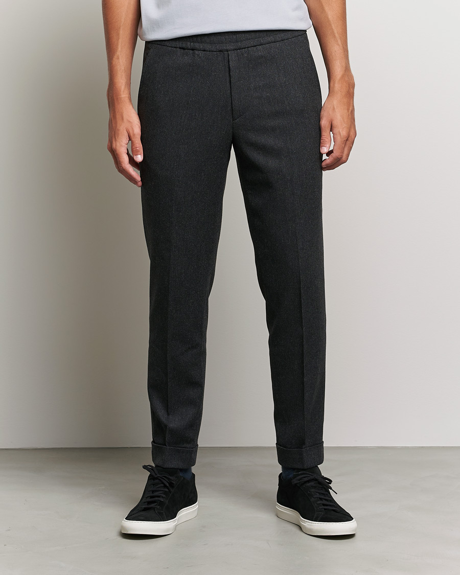 Mies | Housut | Filippa K | Terry Flannel Trousers Dark Grey Mel