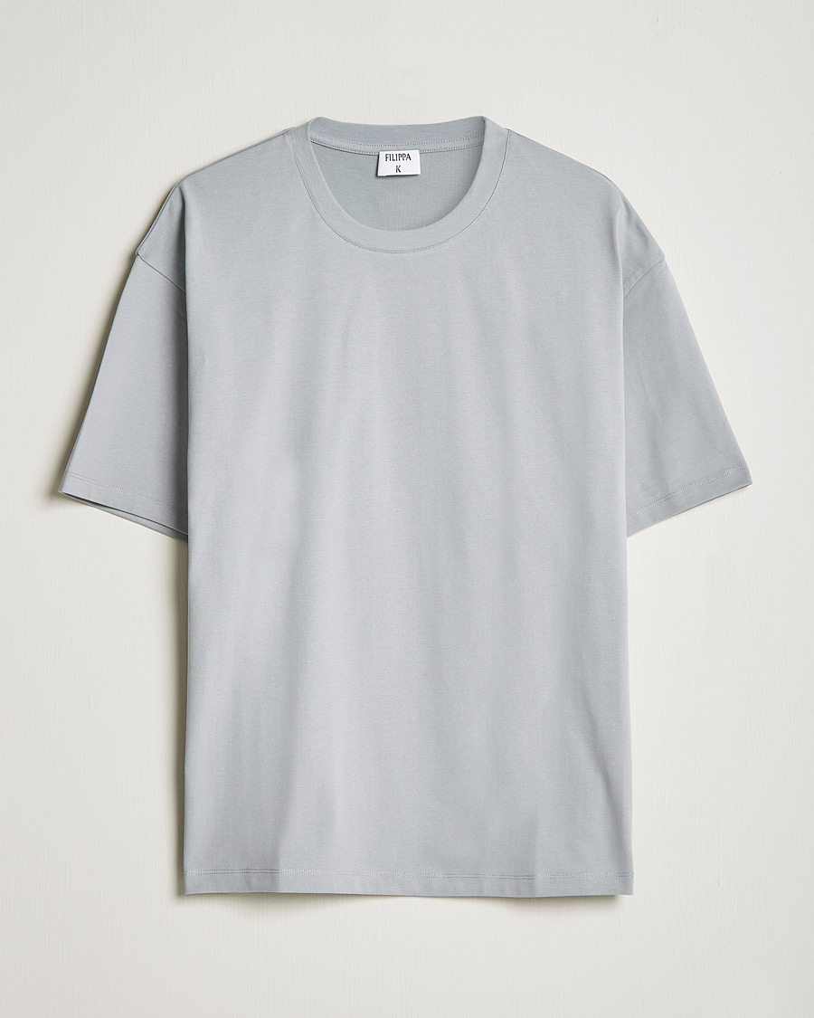 Mies | T-paidat | Filippa K | Brushed Cotton Tee Fog Blue