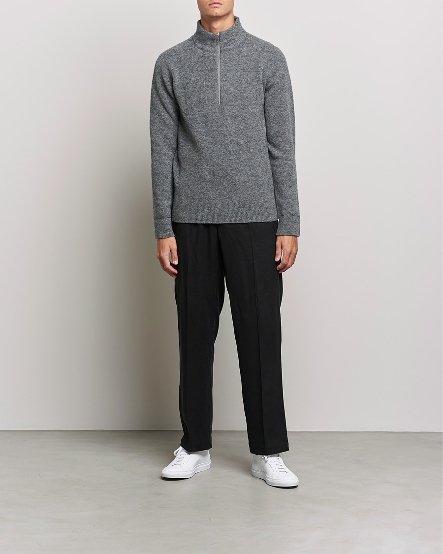 Mies | Puserot | Filippa K | Andrew Yak Zip Sweater Mid Grey Melange