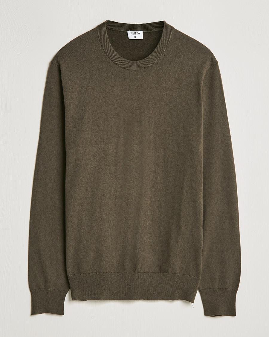 Mies | Puserot | Filippa K | Cotton Merion Sweater Dark Forest Green